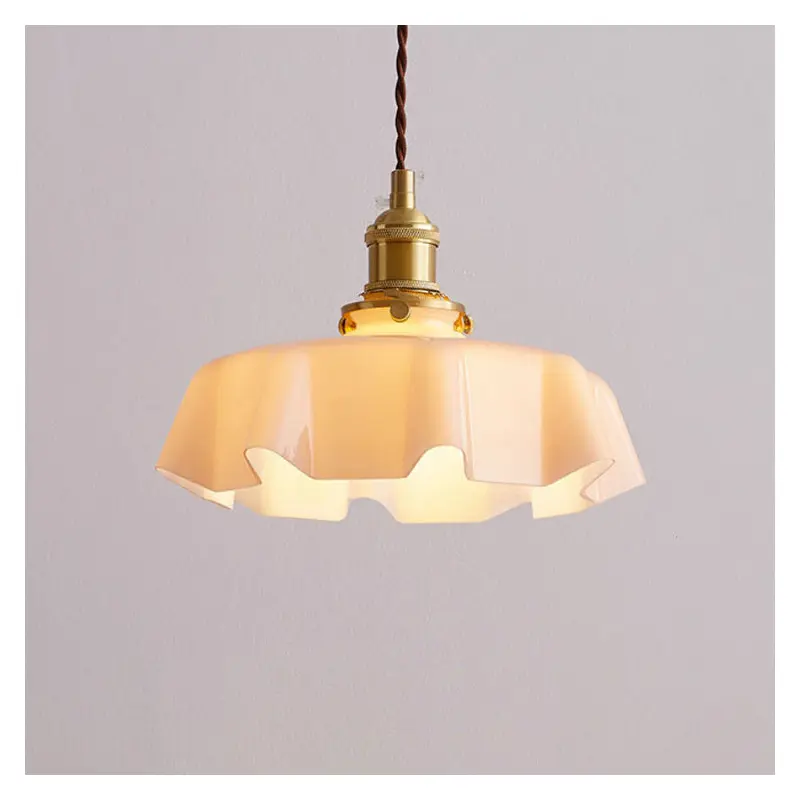 Contemporary Creative Brass Flower Glass Shade 1-Light Pendant Light For Living Room