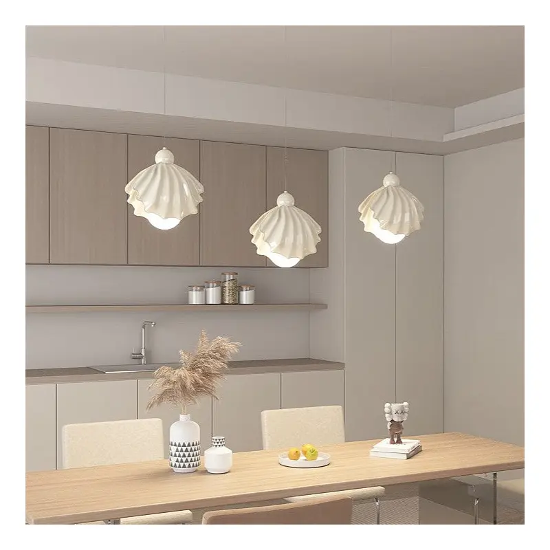 Contemporary Creative Shell Iron Resin Acrylic LED Pendant Light For Living Room