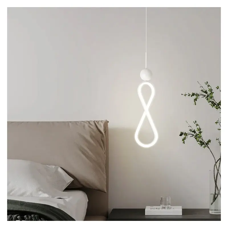 Contemporary Scandinavian Iron Silica Infinity Spiral LED Pendant Light For Bedroom