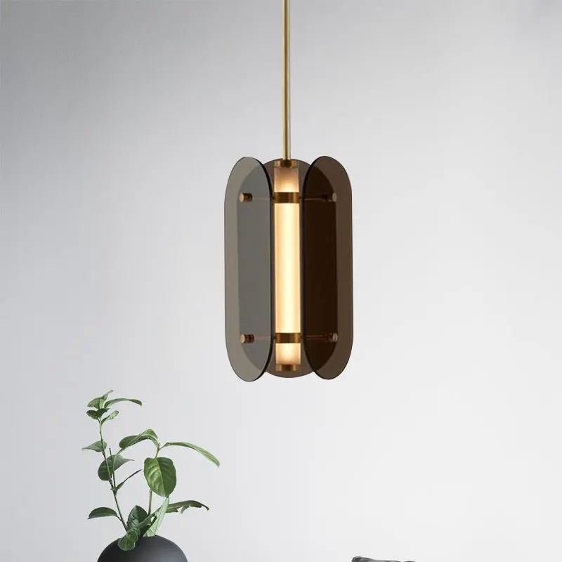 Modern Minimalist Cylindrical Modular Oval Glass Acrylic LED Pendant Light For Bedroom