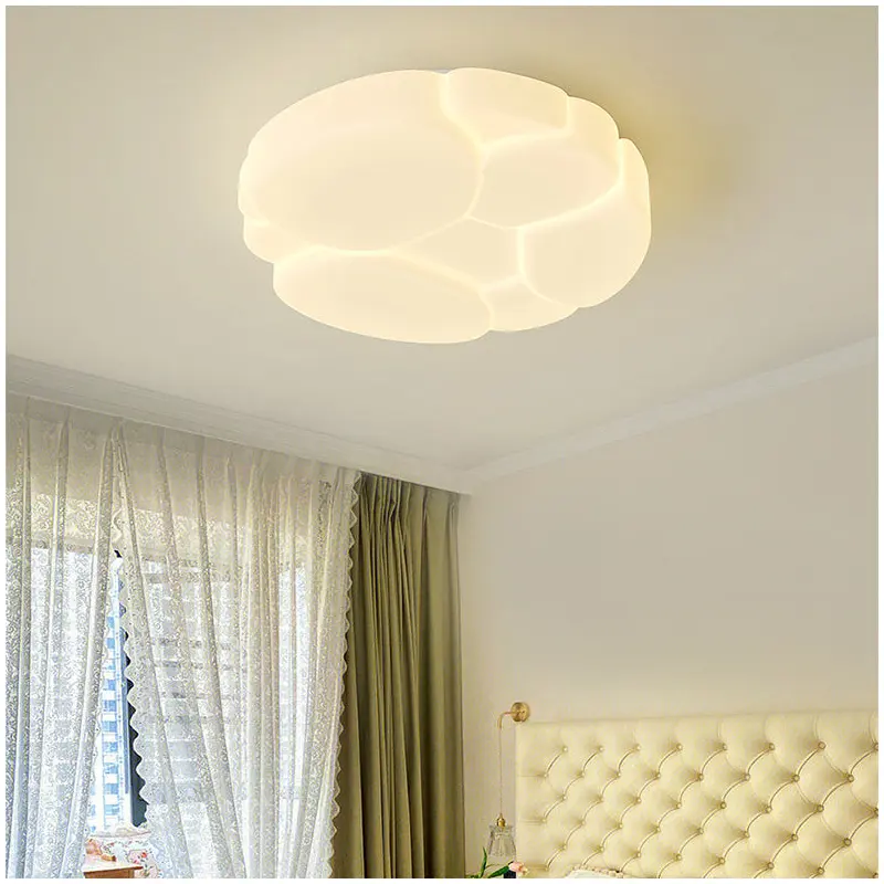 Modern Minimalist PE Cookie Cloud Shape Iron LED Flush Mount Ceiling Light For Bedroom