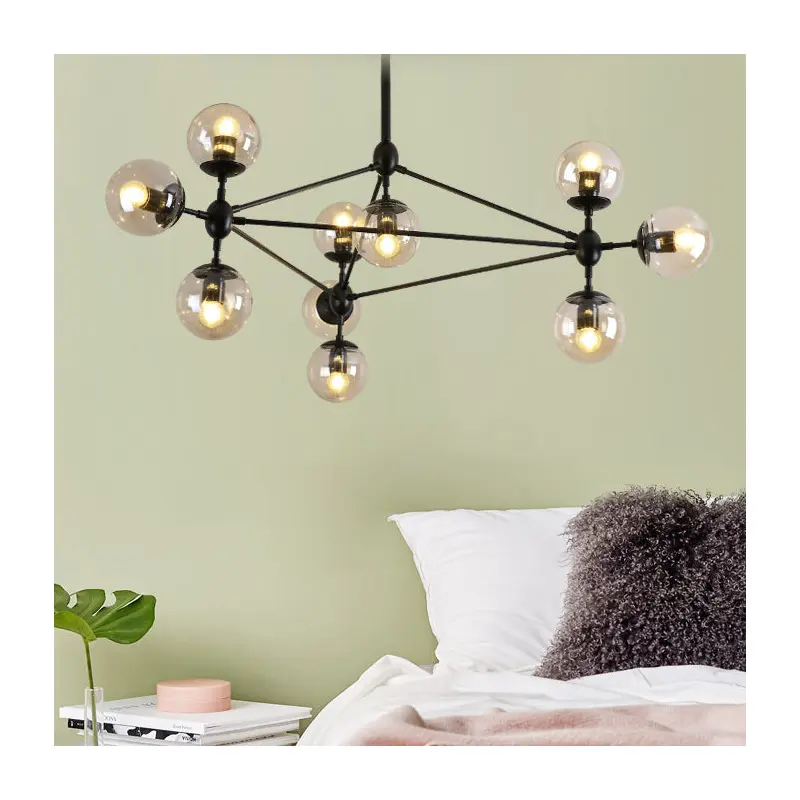 Modern Minimalist Round Ball Iron Glass 10/21 Light Chandelier For Living Room