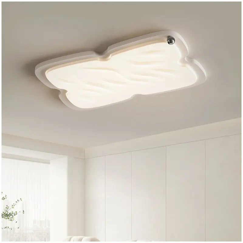 Modern Nordic Cream Biscuit PVC Shade Hardware LED Flush Mount Ceiling Light For Bedroom
