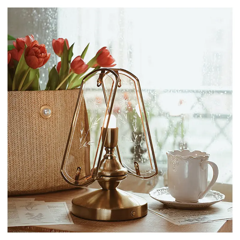 Traditional Vintage Screen Acrylic Iron 1-Light Table Lamp For Bedroom