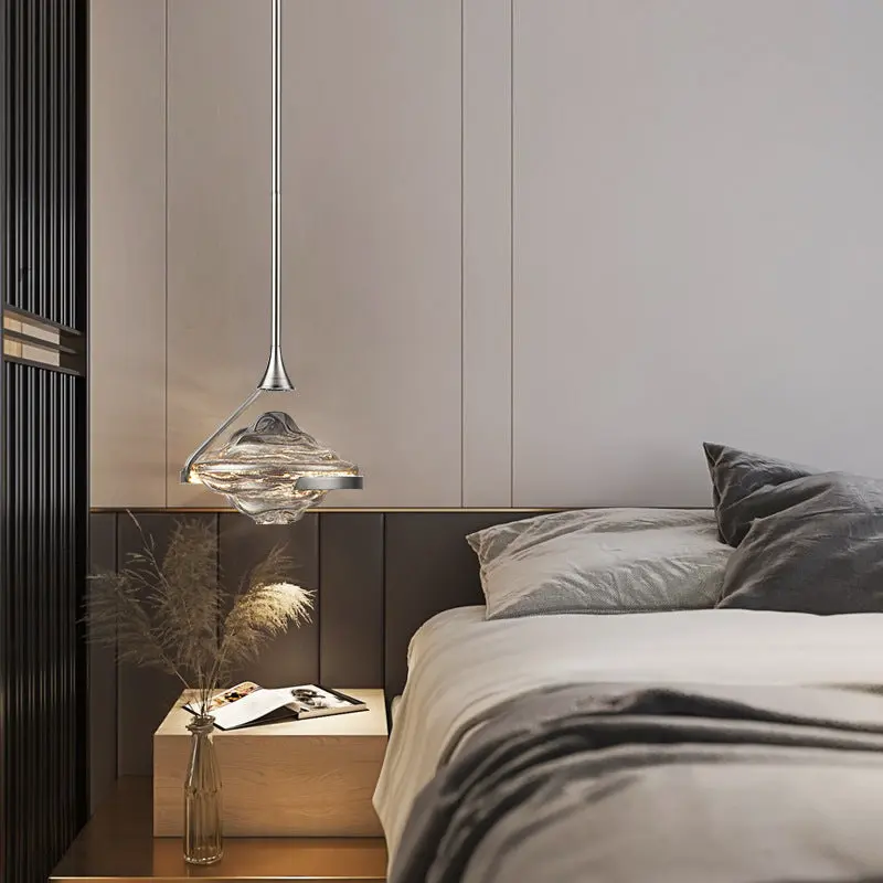 Contemporary Luxury Irregular Cloud Wave-Shaped Iron Glass LED Pendant Light For Bedroom