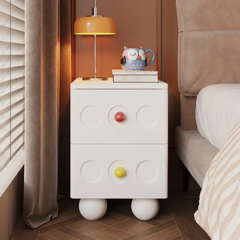 Contemporary Scandinavian Wood Square Nightstand 2-Drawer For Bedroom