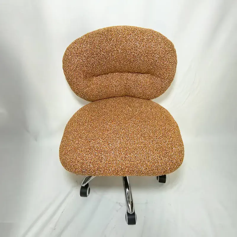 Modern Minimalist Cotton Velvet Wood Stainless Steel Rounded Desk Chair With Backrest For Home Office