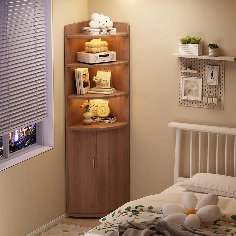 Modern Minimalist Fan-Shaped Engineered Wood Nightstand 6-Tier For Bedroom