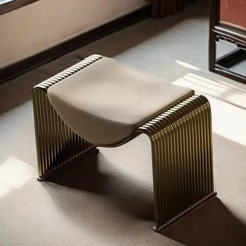 Modern Minimalist Microfiber Leather Metal Frame Rectangular Low Stool Backless Armless For Living Room