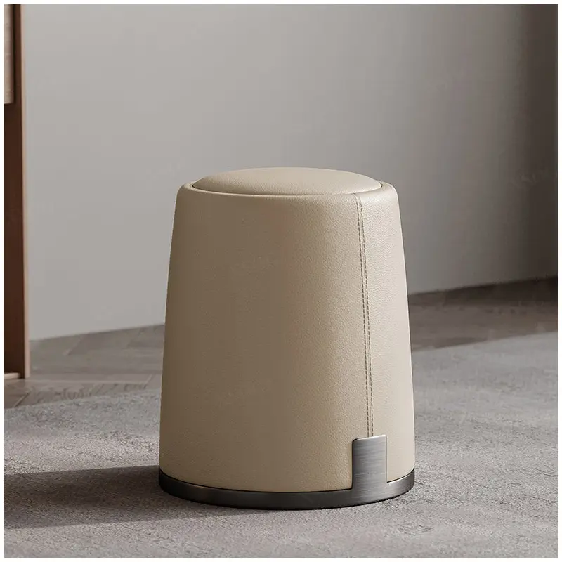 Modern Minimalist Microfiber Leather Round Sponge Low Stool Backless Armless For Living Room