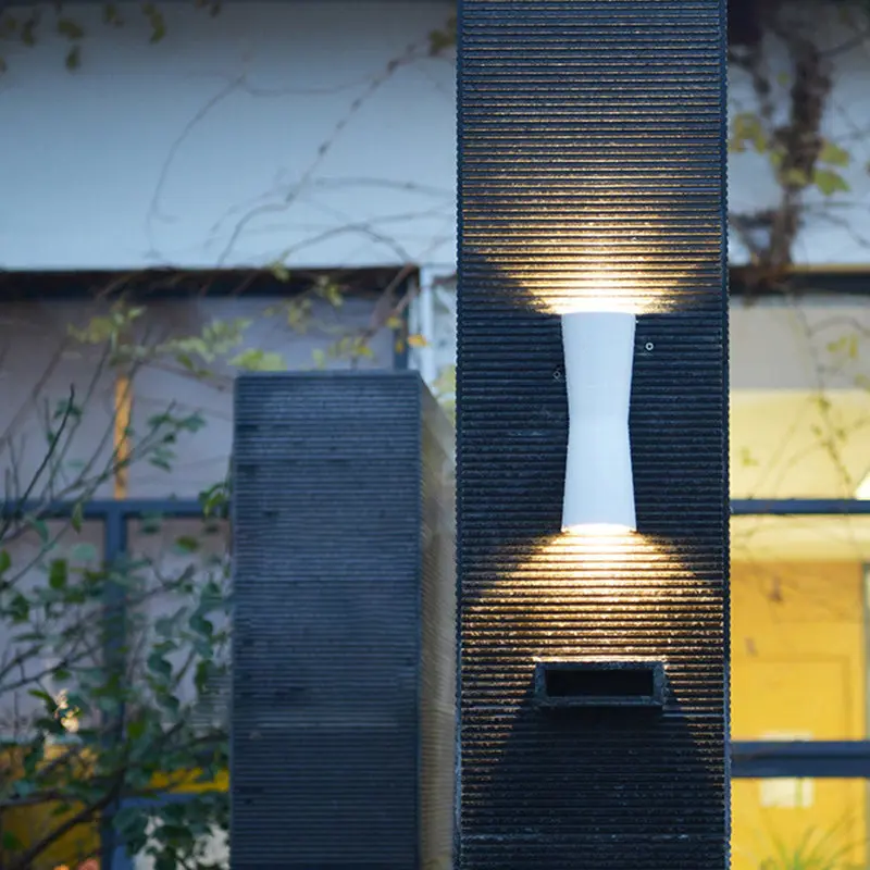 Modern Minimalist Outdoor Waterproof Round Cylindrical Glass Iron LED Wall Scone Lamp For Garden