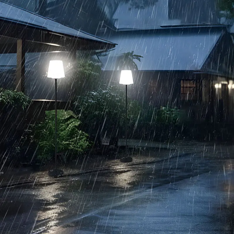 Modern Minimalist Outdoor Waterproof Round Cylindrical PE Iron LED Standing Floor Lamp For Garden