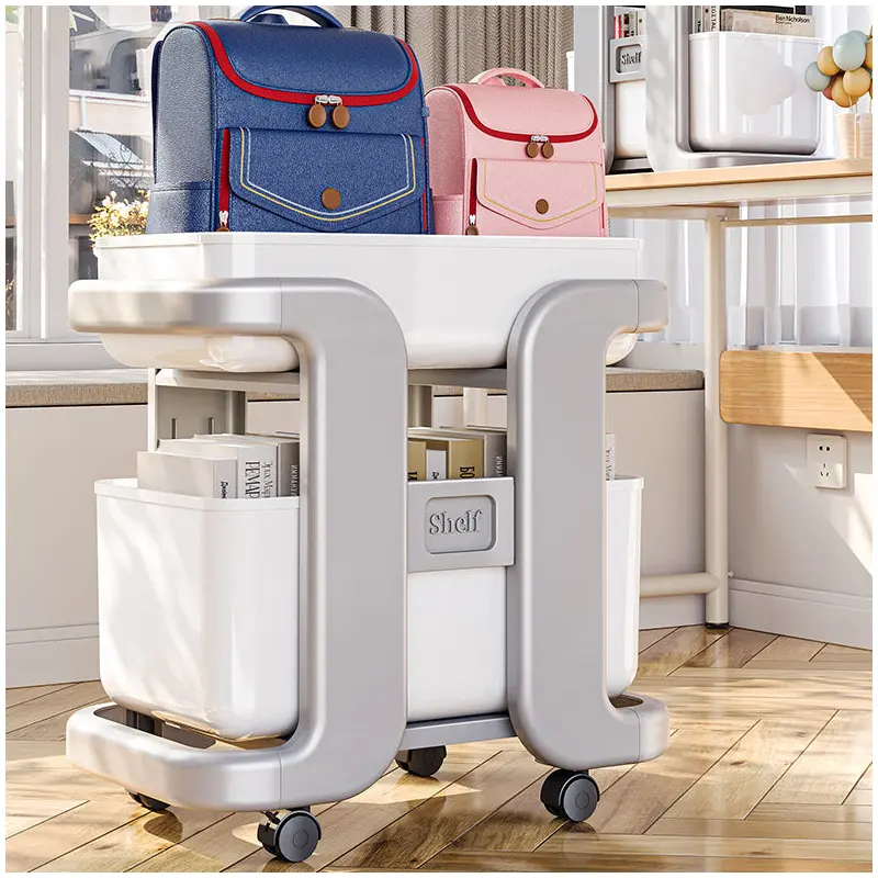 Modern Minimalist Rectangular Movable PP End Table 2-Tier For Bedroom