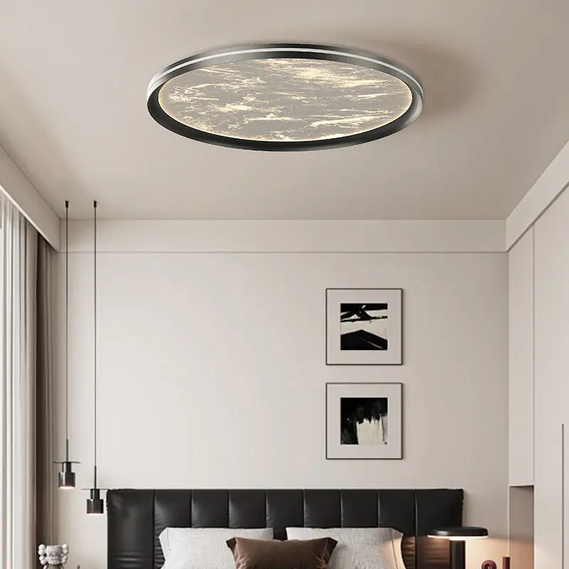 Modern Minimalist Round Cylindrical Aluminum Acrylic LED Flush Mount Ceiling Light For Bedroom