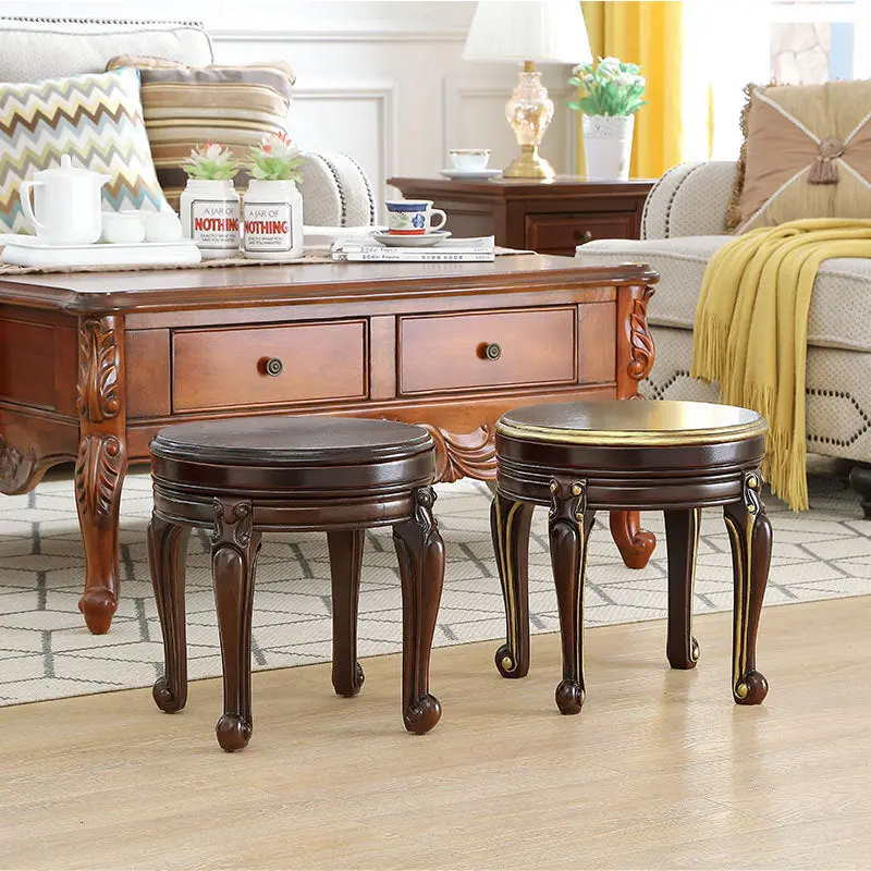 Modern Minimalist Solid Wood Sponge Cushion Microfiber PU Synthetic Leather Low Stool For Living Room