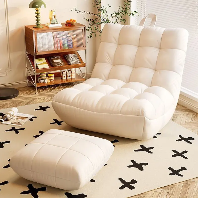 Modern Minimalist Square Tech Fabric EPS Metal Accent Chair Backrest Armless For Living Room