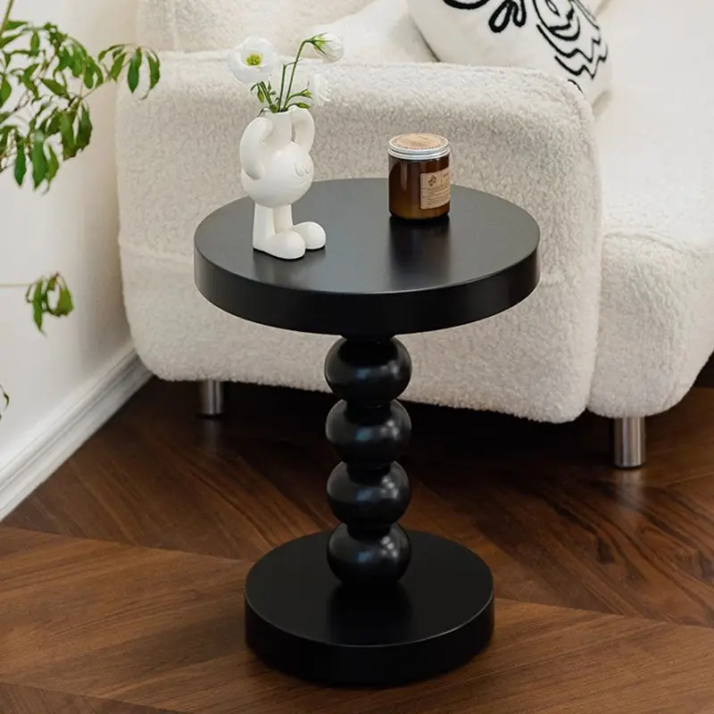 Modern Minimalist Wood Round End Table 1-Tier For Living Room