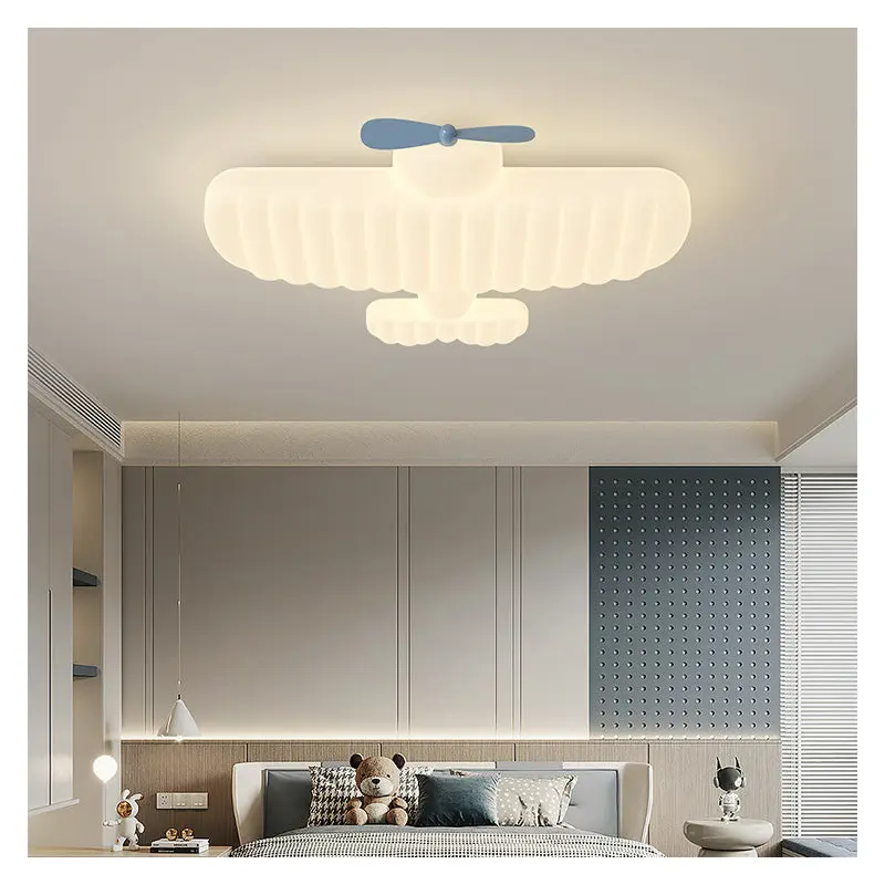 Contemporary Creative Kids Airplane Iron PE LED Flush Mount Ceiling Light For Bedroom
