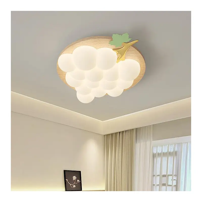 Contemporary Creative Kids Grape Iron Plastic LED Flush Mount Ceiling Light For Bedroom