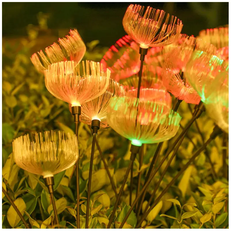 Contemporary Creative Waterproof Solar Jellyfish Stainless Steel Fiber Optic ABS LED Outdoor Landscape Light For Garden