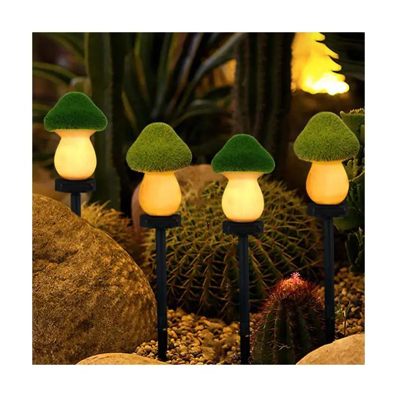 Contemporary Creative Waterproof Solar Mushroom Lawn Resin Ground Plug LED Outdoor Landscape Light For Garden