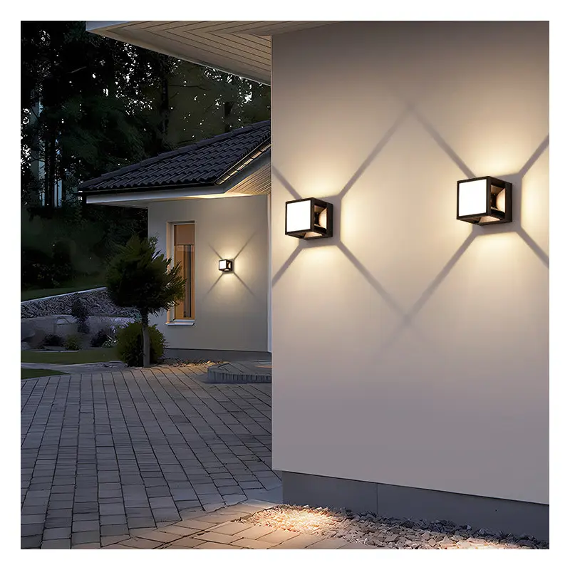 Contemporary Simplicity ABS Square LED Solar Waterproof Outdoor Wall Sconce Lamp For Garden
