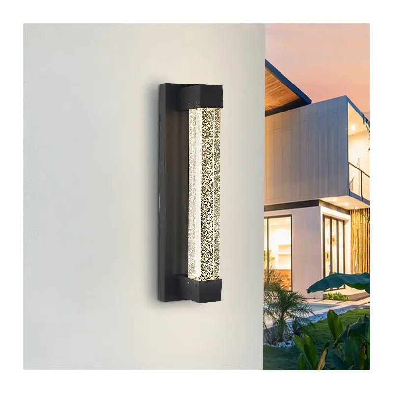 Modern Minimalist Waterproof Rectangle Aluminum Iron Glass LED Outdoor Wall Sconce Lamp For Garden