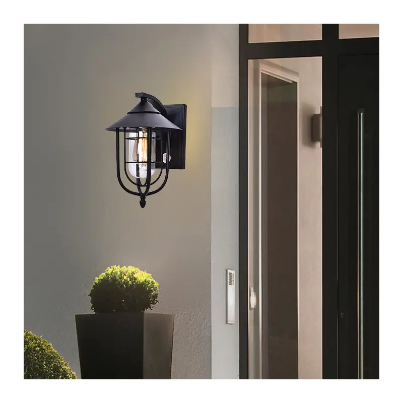 Contemporary Industrial Iron Waterproof Human Body Sensing 1-Light Outdoor Wall Sconce Lamp For Outdoor Patio
