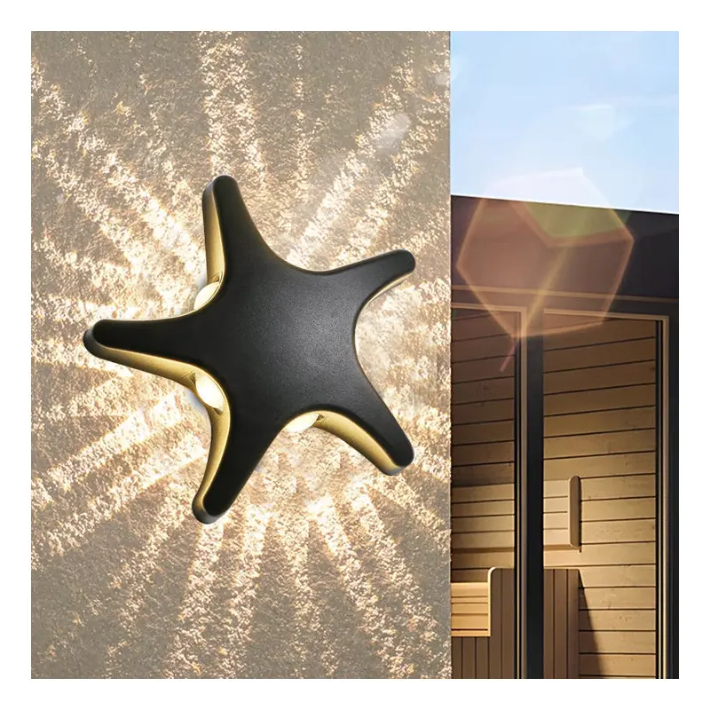 Contemporary Simplicity Aluminum Starfish Design LED Waterproof Wall Sconce Lamp For Outdoor Patio
