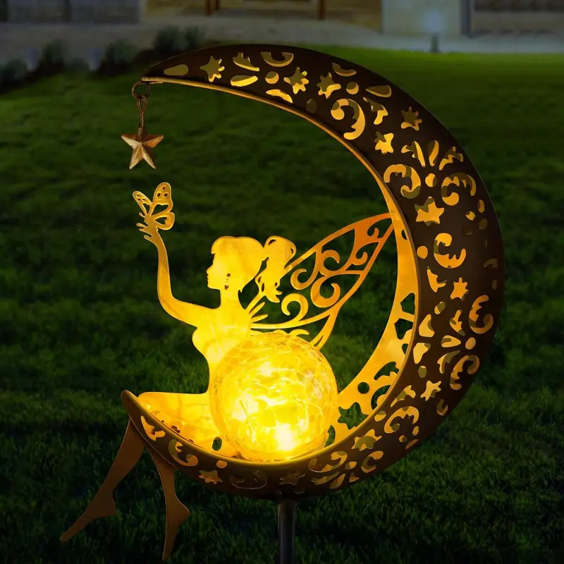 Modern Art Deco Moon Fairy Lamp Iron LED Outdoor Light For Garden