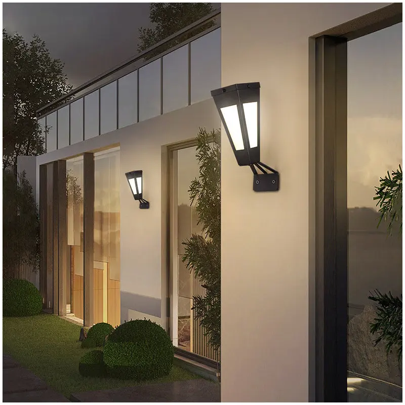 Contemporary Industrial Intelligent Sensor LED Solar Waterproof Wall Sconce Lamp For Outdoor Patio