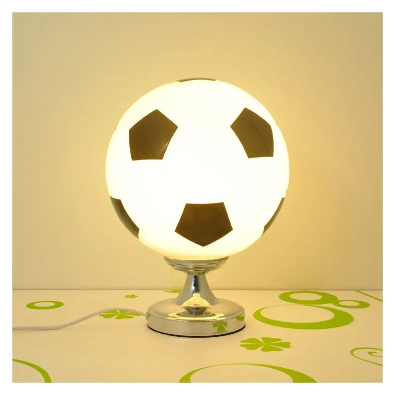 Contemporary Creative Iron Glass Football Shade 1-Light Table Lamp For Bedroom