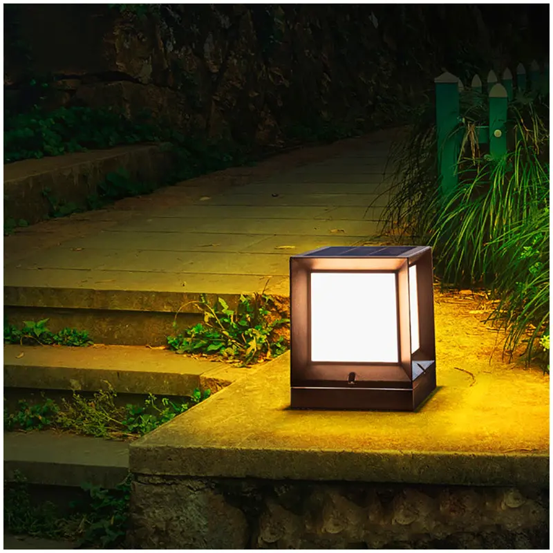 Contemporary Industrial ABS Square Acrylic 1-Light Solar Waterproof Landscape Light For Outdoor Patio
