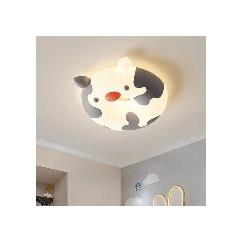 Contemporary Creative Cartoon Animal PE Shade Iron LED Kids Flush Mount Ceiling Light For Bedroom