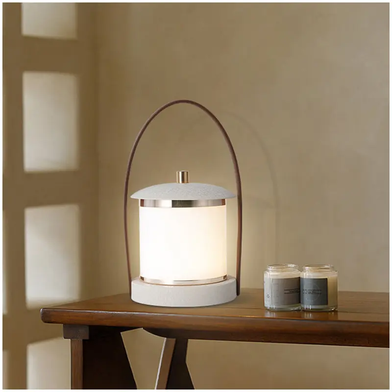 Contemporary Simplicity Portable Imitation Leather Acrylic Cylinder LED Night Light Camping Light For Outdoor Patio