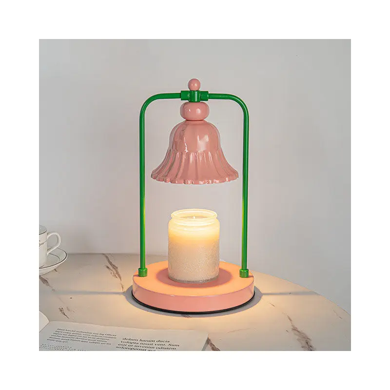 Contemporary Creative Iron Pink Flower Design 1-Light Melting Wax Table Lamp For Bedroom