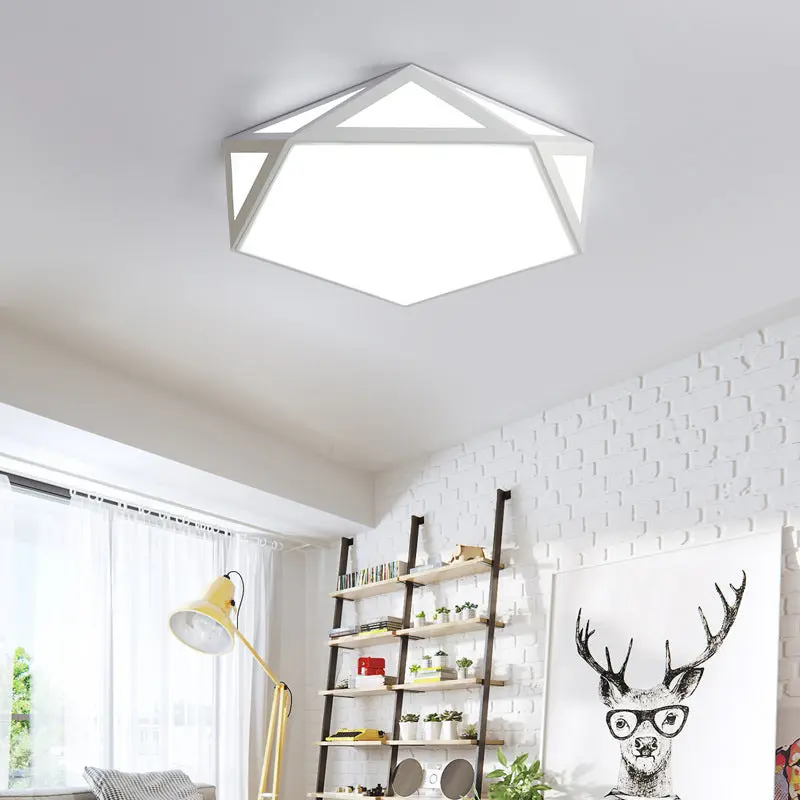 Modern Simplicity Openwork Diamond Acrylic Shade LED Flush Mount Ceiling Light For Living Room