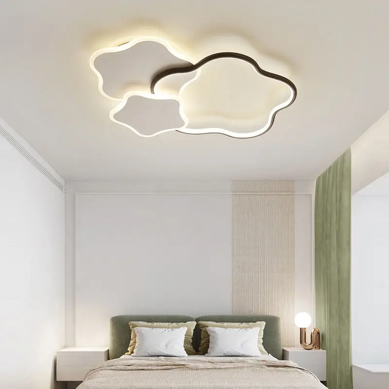 Contemporary Creative Geometric Flower Shape Pentagram Acrylic LED Flush Mount Ceiling Light For Bedroom