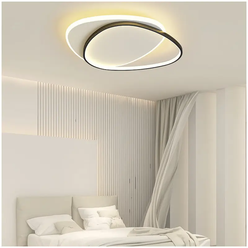 Modern Minimalist Triangle Oval Acrylic Iron LED Flush Mount Ceiling Light For Living Room