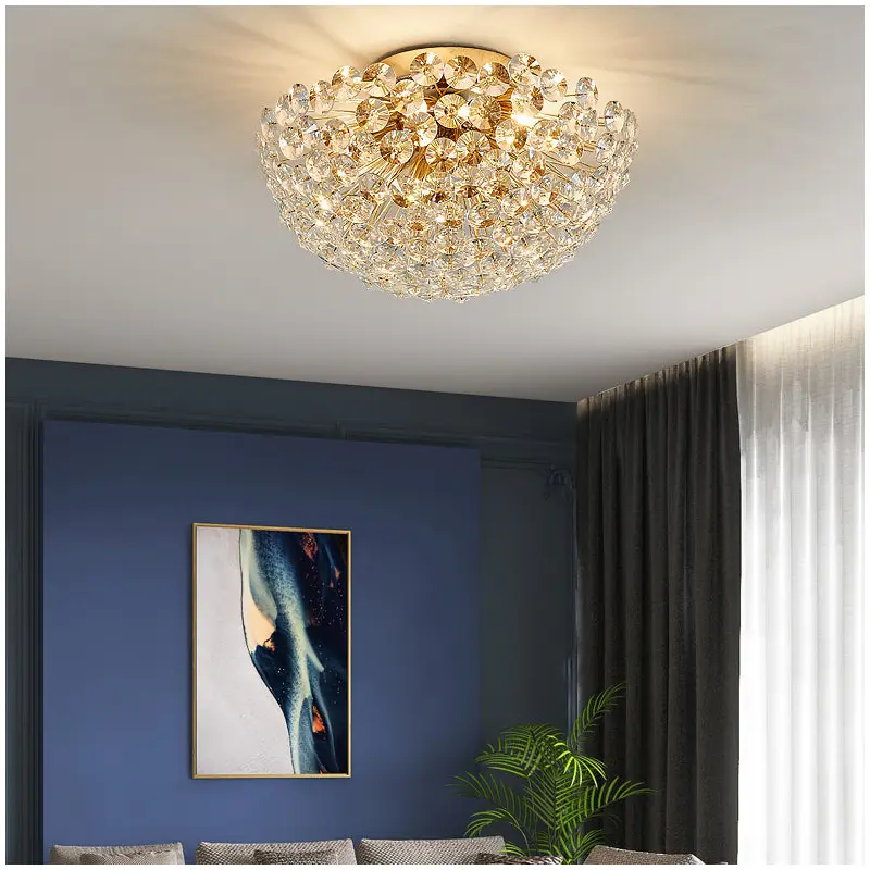 Contemporary Creative Dandelion Aluminum Crystal 4/5/6/ Light Flush Mount Ceiling Light For Living Room