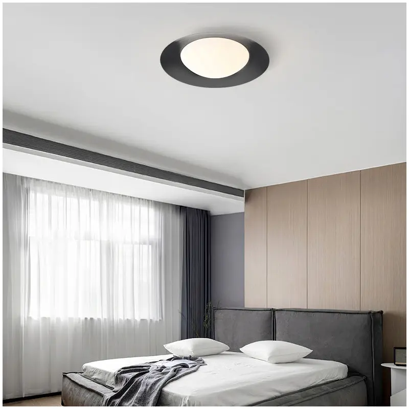 Modern Simplicity Round Copper Glass LED Flush Mount Ceiling Light For Bedroom