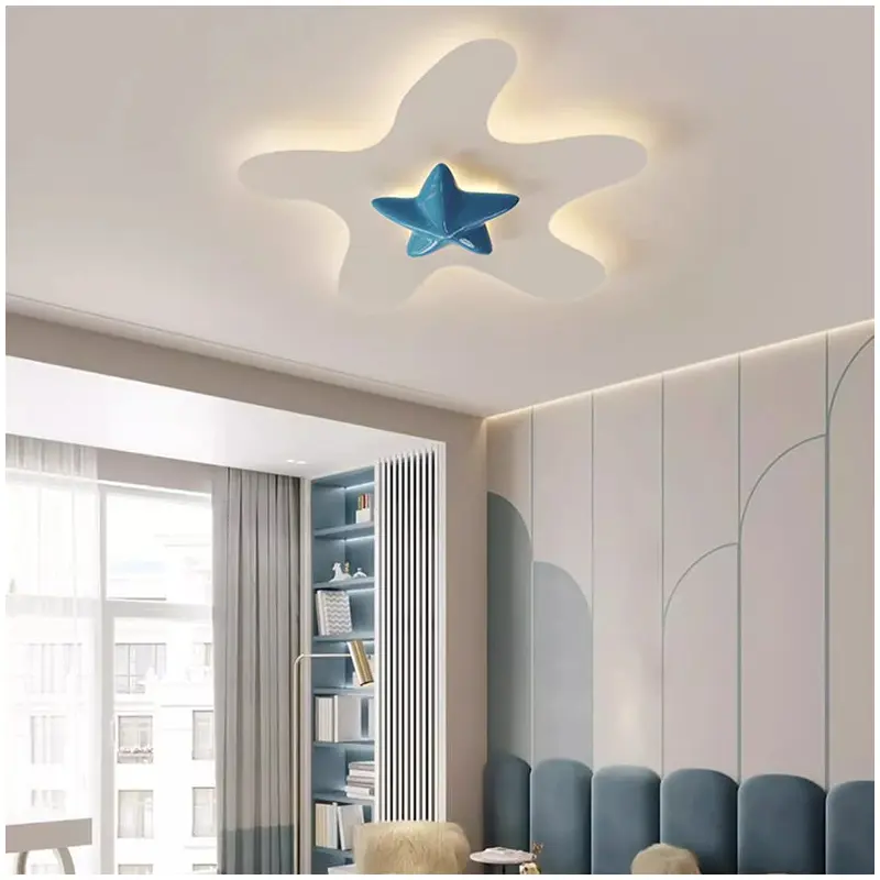 Modern Simplicity Star Iron Resin LED Flush Mount Ceiling Light For Bedroom