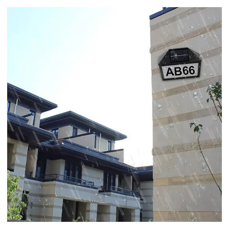 Contemporary Industrial ABS Address Sign Solar Digital House LED Outdoor Wall Sconce Lamp For Garden