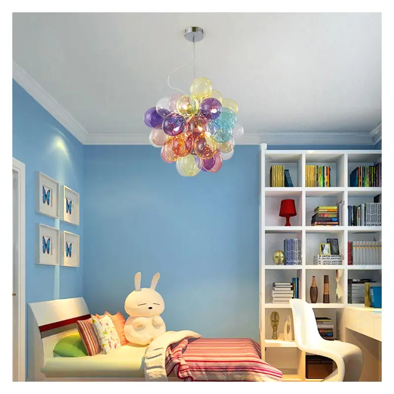 Contemporary Creative Balloon Iron Glass 8-Light Chandelier For Living Room