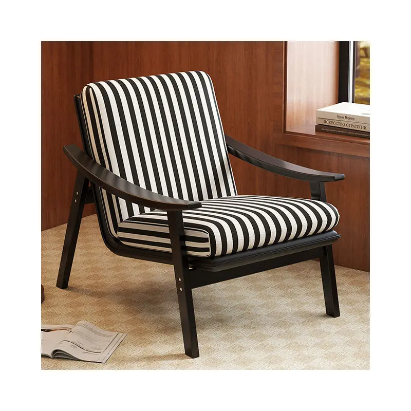 Contemporary Industrial Fabric Velvet Sponge Rubberwood Frame Curved Accent Chair Backrest Armrest For Living Room