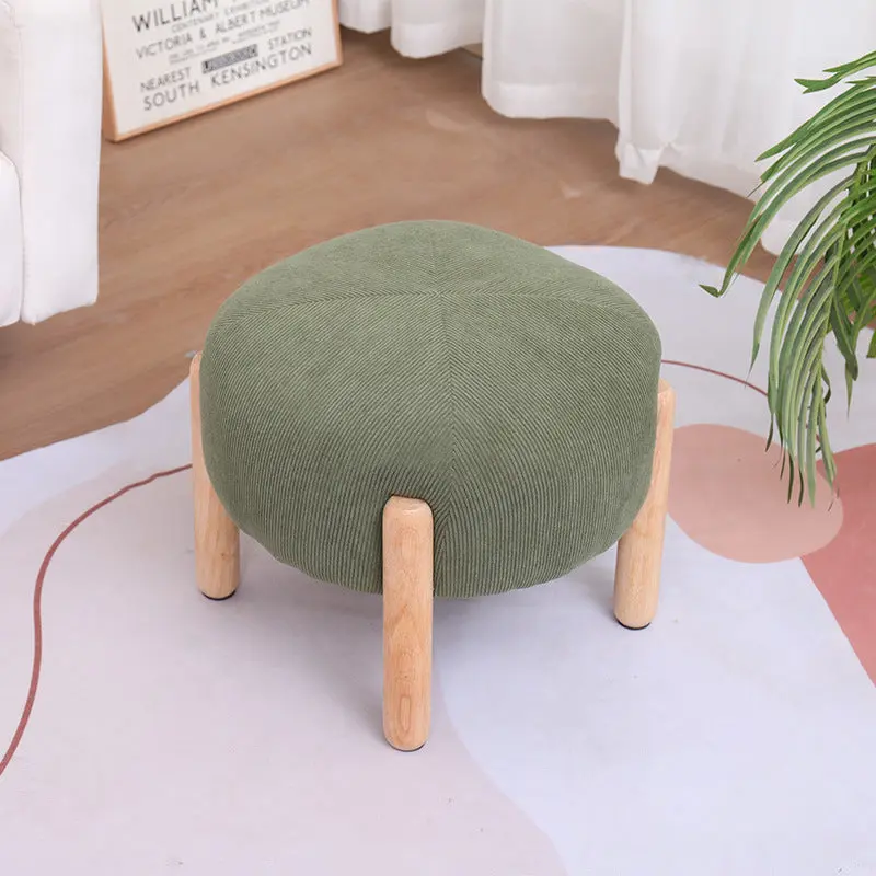 Contemporary Simplicity Corduroy Sponge Round Wood Frame LowStool Backless Armless For Living Room