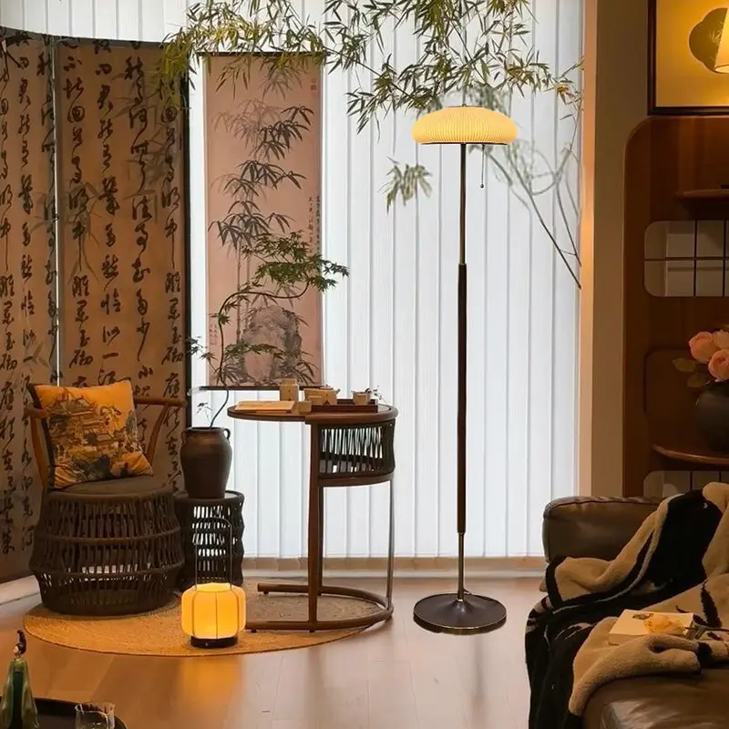 Modern Minimalist Iron Glass Lantern LED Standing Floor Lamp For Bedroom