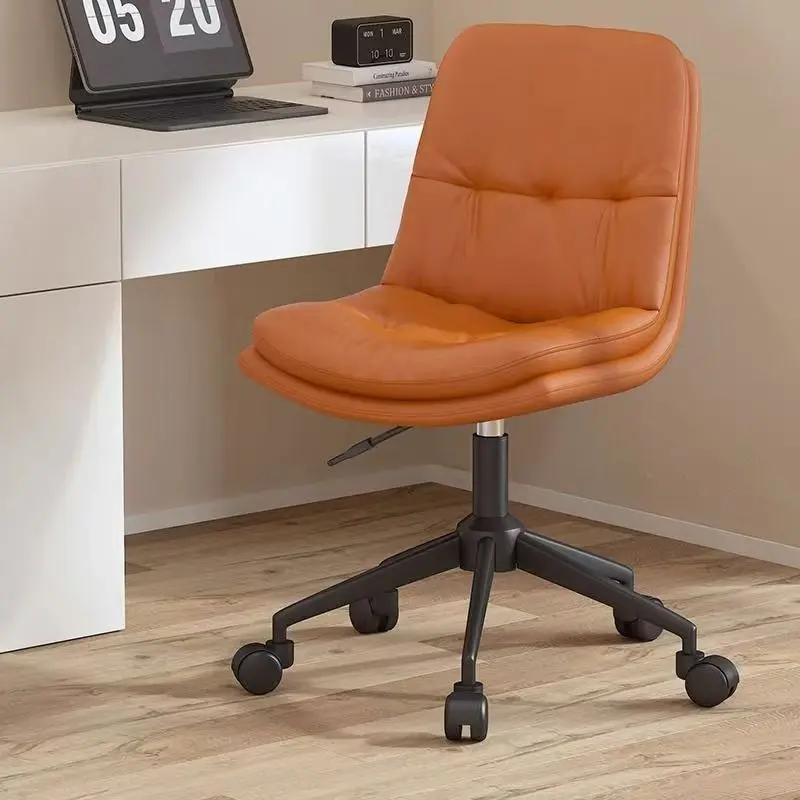 Modern Minimalist PU Leather Sponge Steel Base Square Desk Chair Adjustable Backrest Armless Swivel For Home Office