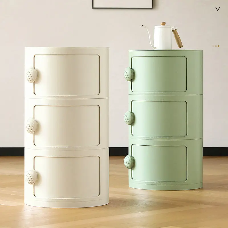 Contemporary Creative ABS Round Barrel Side Table 2/3/4-Storage For Living Room