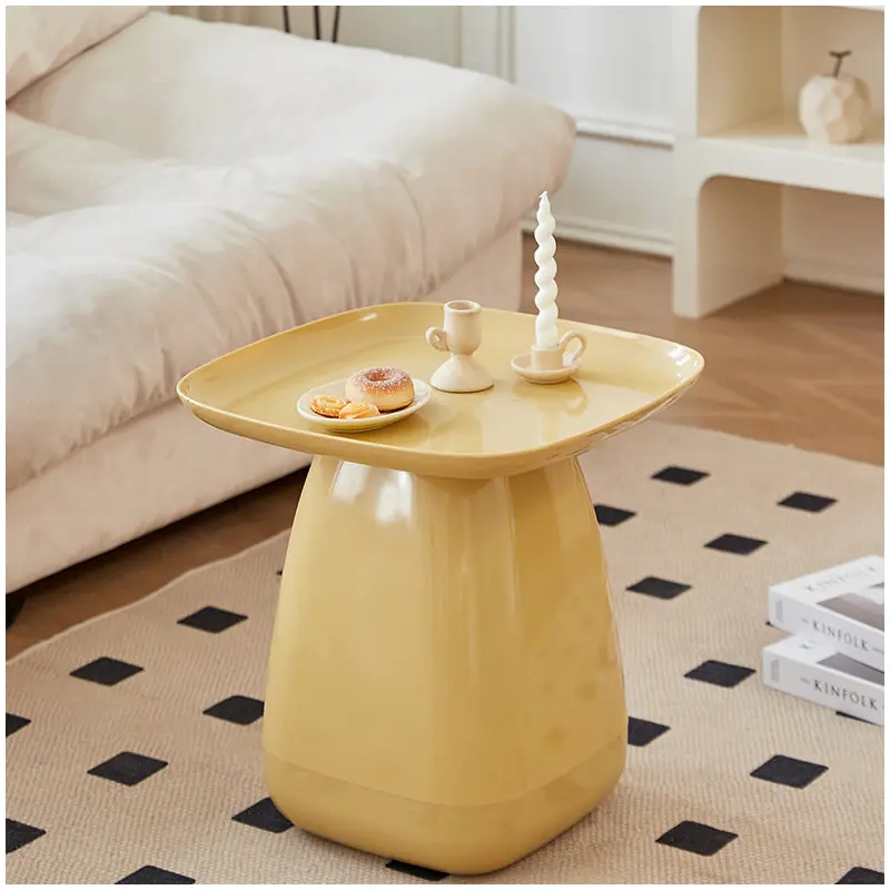 Contemporary Scandinavian Square PP Plastic Side Table 1-Tier For Living Room